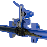 排污阀三维动画 内部流体排污特写图 排污阀三维动画 内部流体排污特写图