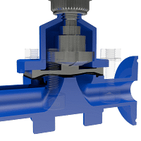 隔膜阀三维动画 内部流体启闭特写图 隔膜阀三维动画 内部流体启闭特写图