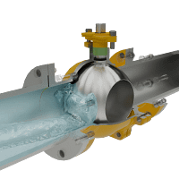 法兰连接浮动球阀三维动画 流体关闭演示图