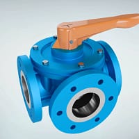 法兰连接手动三通球阀三维动画 专业级素材整体外观图 法兰连接手动三通球阀三维动画 专业级素材整体外观图