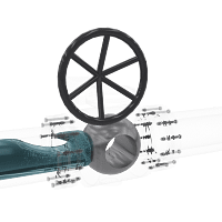 手动涡轮球阀三维动画 流体关闭演示图 手动涡轮球阀三维动画 流体关闭演示图