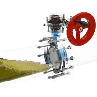 手动涡轮对夹蝶阀三维动画 流体关闭演示图 手动涡轮对夹蝶阀三维动画 流体关闭演示图