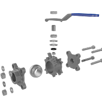 三片式不锈钢手动球阀三维动画 结构拆解图 三片式不锈钢手动球阀三维动画 结构拆解图