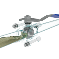 三片式不锈钢手动球阀三维动画 流体关闭演示图 三片式不锈钢手动球阀三维动画 流体关闭演示图