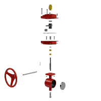 蜗轮沟槽消防蝶阀 内部核心部件爆炸图 蜗轮沟槽消防蝶阀 内部核心部件爆炸图