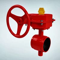 蜗轮沟槽消防蝶阀 带内部结构整体外观主图 蜗轮沟槽消防蝶阀 带内部结构整体外观主图