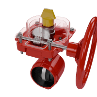 蜗轮沟槽消防蝶阀 侧视 + 俯视多角度细节图 蜗轮沟槽消防蝶阀 侧视 + 俯视多角度细节图