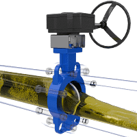 涡轮对夹式蝶阀三维动画 内部流体导通特写图 涡轮对夹式蝶阀三维动画 内部流体导通特写图