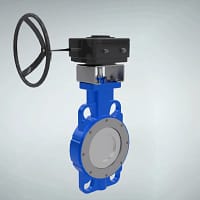 涡轮对夹式蝶阀三维动画 带内部结构的整体外观图 涡轮对夹式蝶阀三维动画 带内部结构的整体外观图