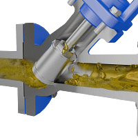 Y 型截止阀三维动画 内部流体开启特写图 Y 型截止阀三维动画 内部流体开启特写图