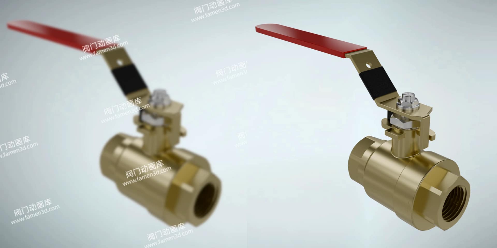 黄铜球阀工作原理三维动画 2 黄铜球阀三维动画 画质对比图