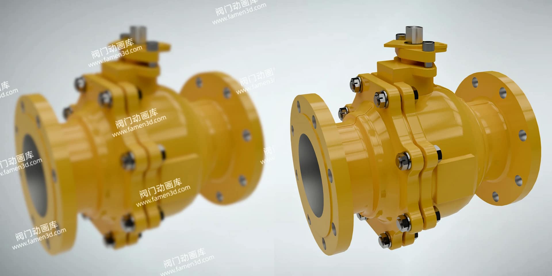 法兰连接浮动球阀工作原理三维动画 2 法兰连接浮动球阀三维动画 画质对比图