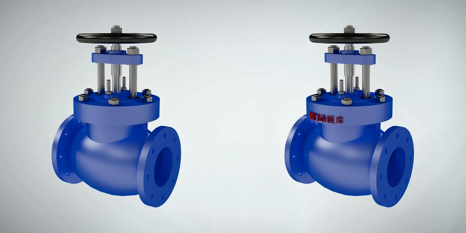 截止阀工作原理三维动画 3 截止阀三维动画 品牌半定制对比图