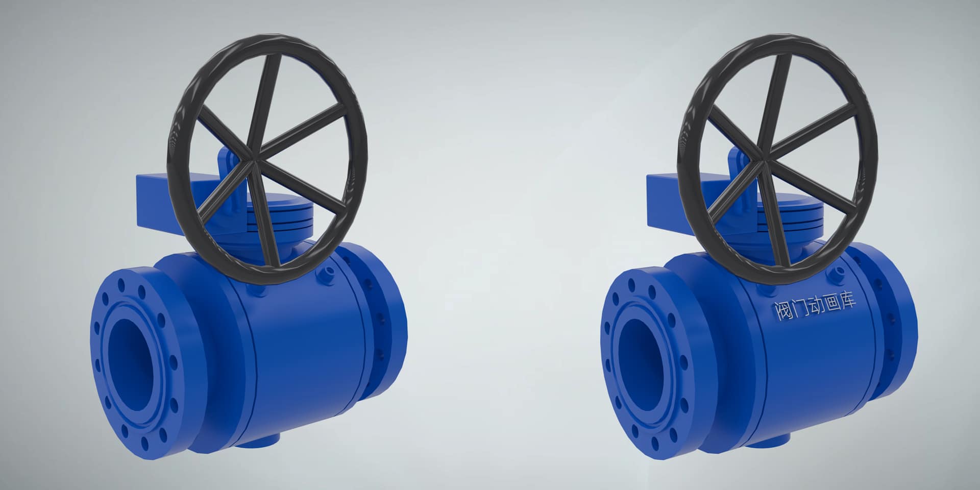 手动涡轮球阀工作原理三维动画 3 手动涡轮球阀三维动画 品牌半定制对比图