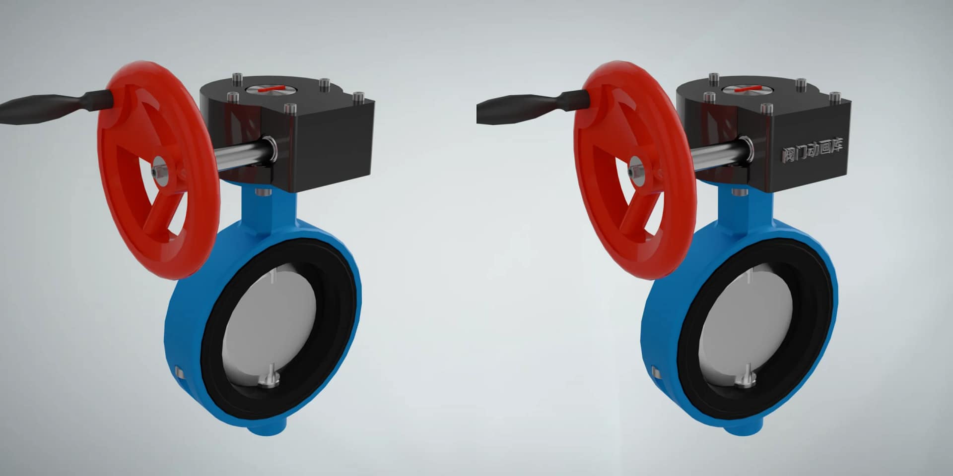 手动涡轮对夹蝶阀三维动画 3 手动涡轮对夹蝶阀三维动画 品牌半定制对比图
