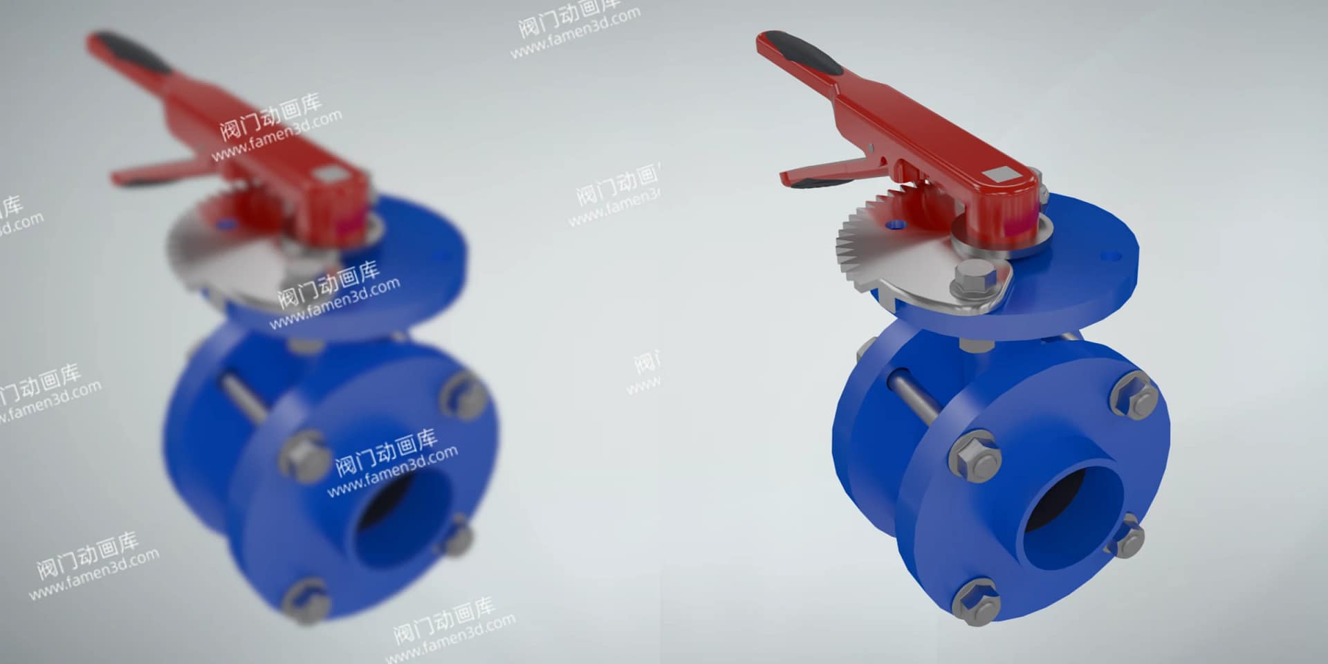 手动对夹式蝶阀工作原理三维动画 2 手动对夹式蝶阀三维动画 画质对比图