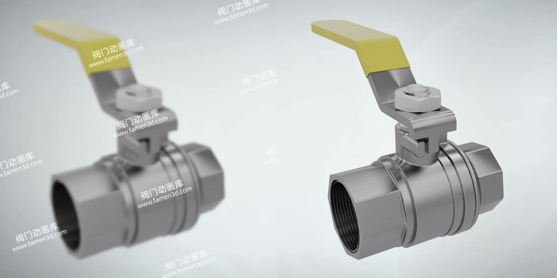 两片式不锈钢手动球阀工作原理三维动画 2 两片式不锈钢手动球阀三维动画 画质对比图