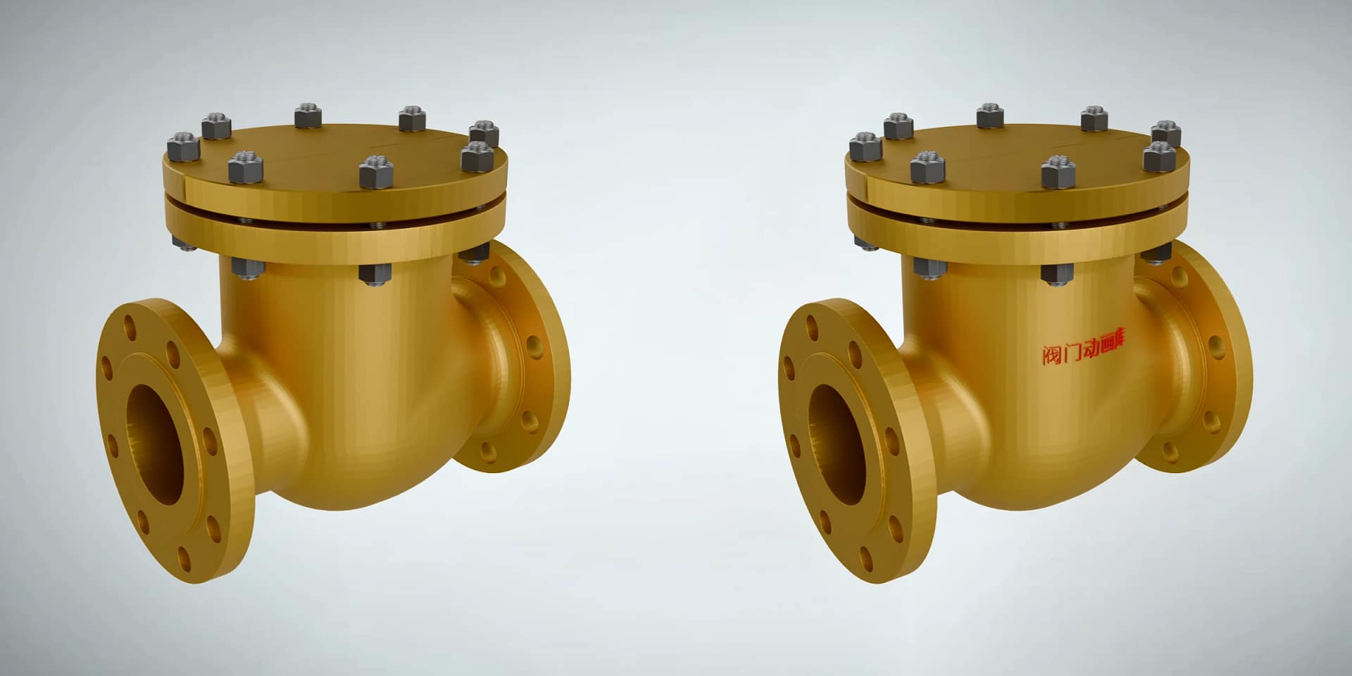 旋启式止回阀工作原理三维动画 3 旋启式止回阀三维动画 内部结构品牌定制对比图