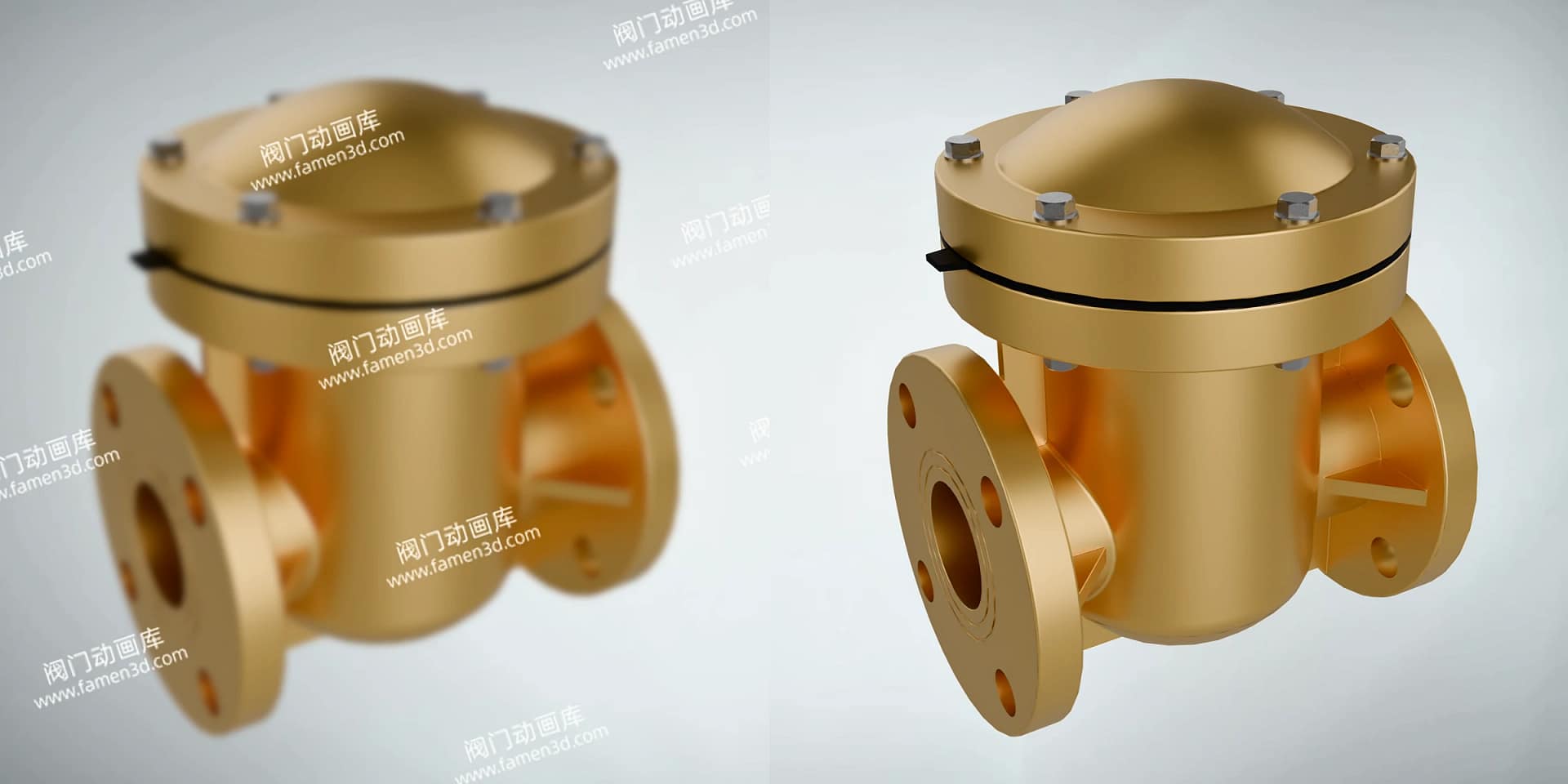 旋启式止回阀工作原理三维动画 2 旋启式止回阀三维动画 内部细节画质对比图