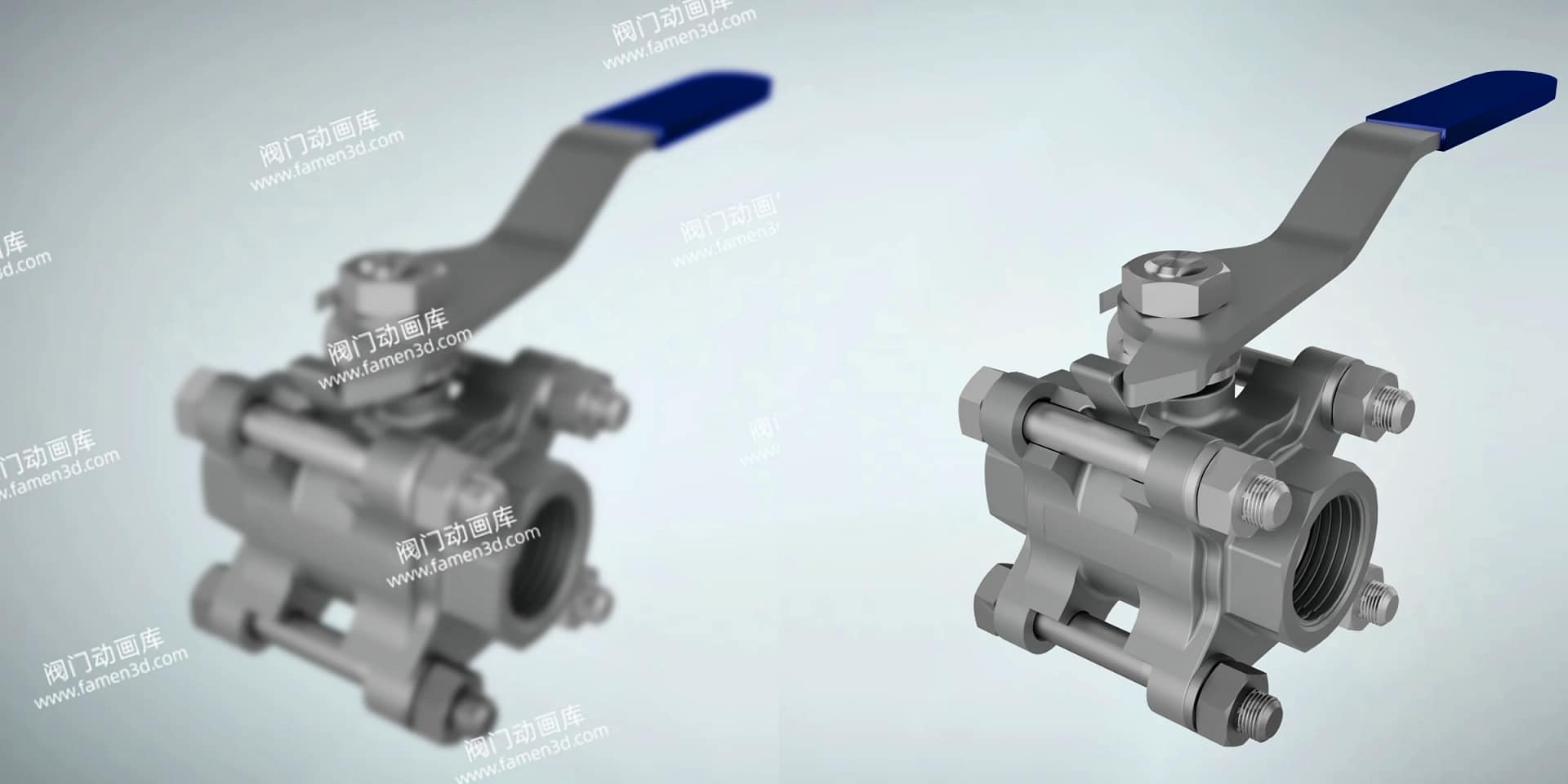 三片式不锈钢手动球阀工作原理三维动画 2 三片式不锈钢手动球阀三维动画 画质对比图