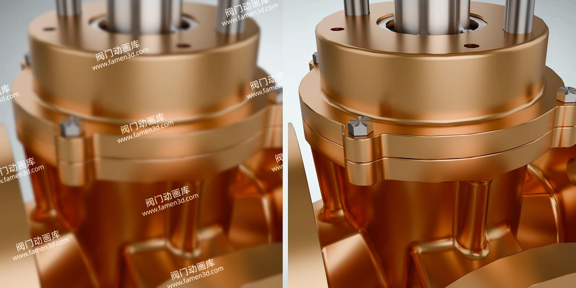 三通旋塞阀工作原理三维动画 2 三通旋塞阀三维动画 内部细节画质对比图