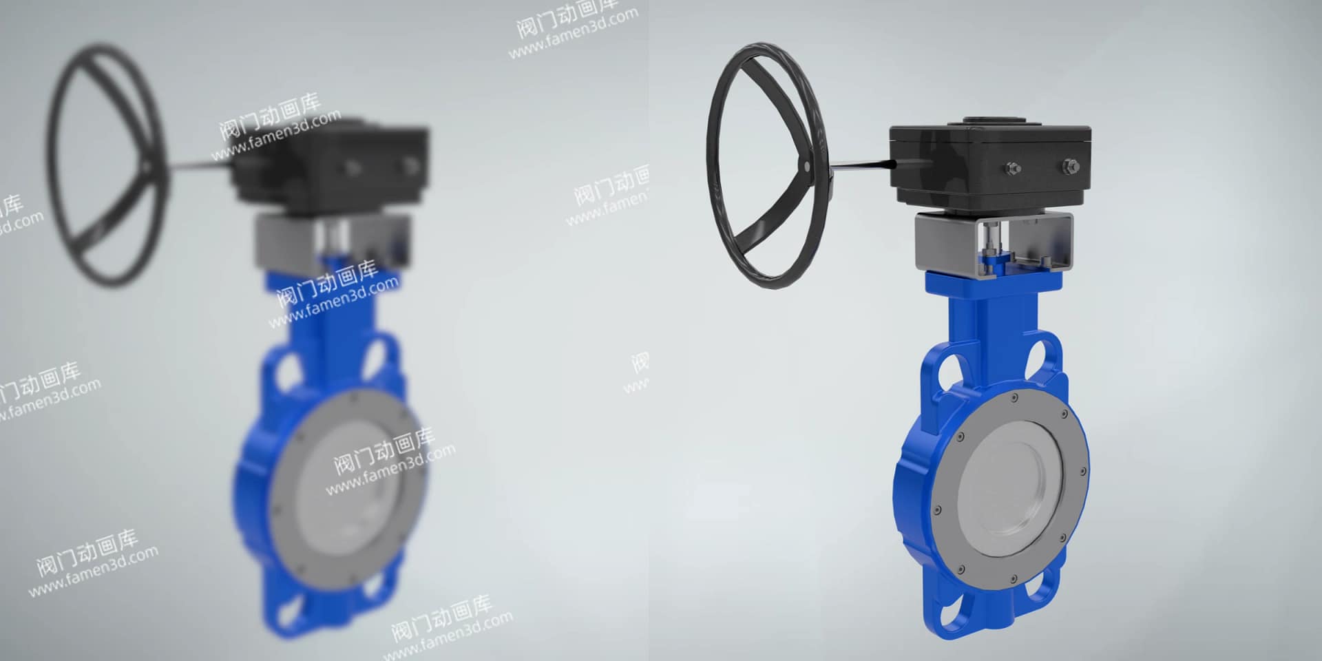 涡轮蝶阀工作原理三维动画 2 涡轮对夹式蝶阀三维动画 内部细节画质对比图