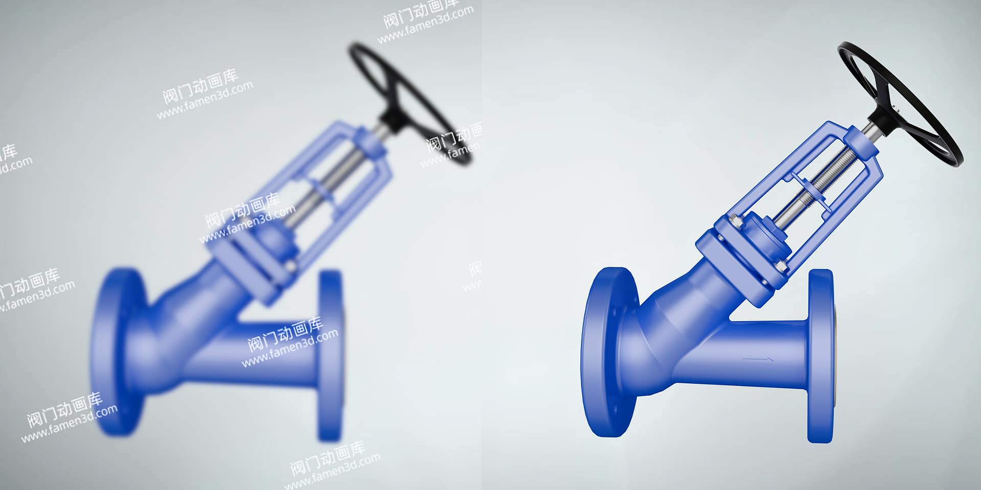 Y型截止阀工作原理三维动画 2 Y 型截止阀三维动画 内部细节画质对比图
