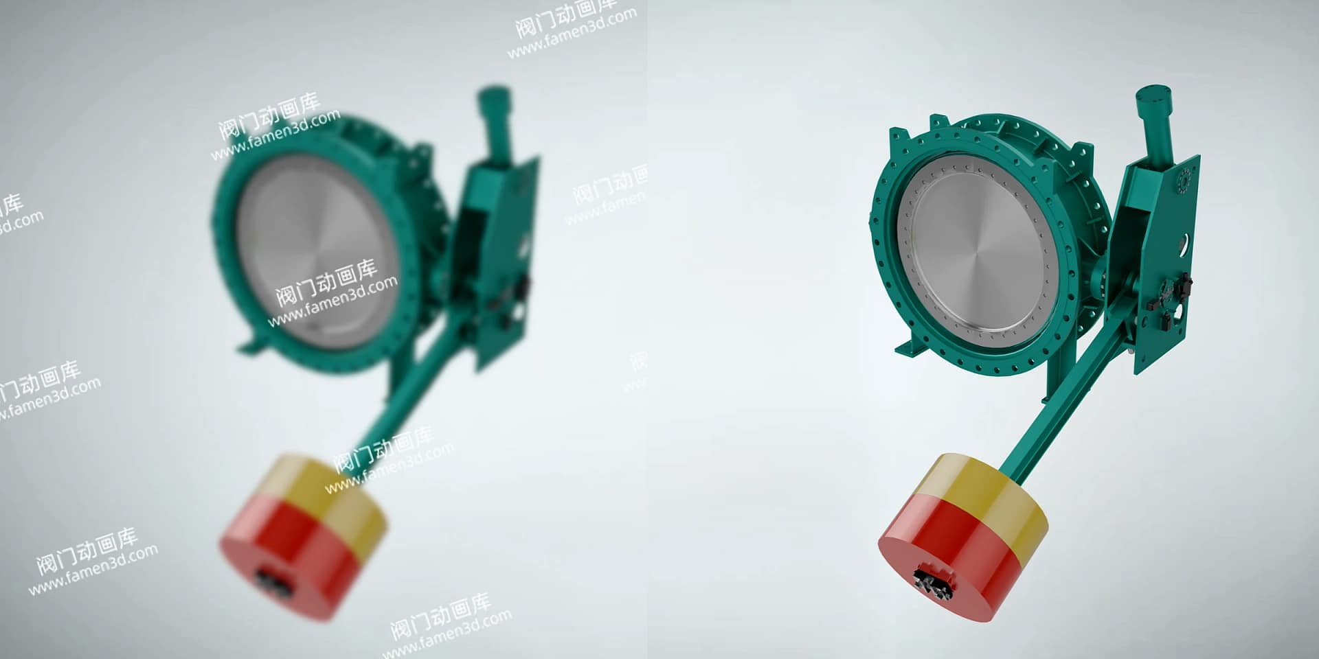 重锤蝶阀工作原理三维动画 2 重锤蝶阀三维动画 模糊与高清对比图
