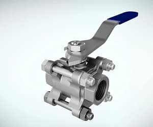 三片式不锈钢手动球阀三维动画 专业级素材整体外观图 三片式不锈钢手动球阀三维动画 专业级素材整体外观图