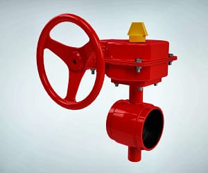 蜗轮沟槽消防蝶阀 带内部结构整体外观主图 蜗轮沟槽消防蝶阀 带内部结构整体外观主图