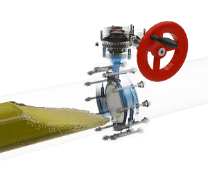 manual-turbon-wafer-butterfly-valve-3d-animation-fluid-close 涡轮对夹蝶阀流体模拟短视频素材