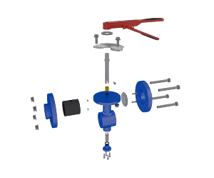 manual-wafer-butterfly-valve-3d-animation-exploded-view 手动对夹蝶阀装配演示动画短视频素材