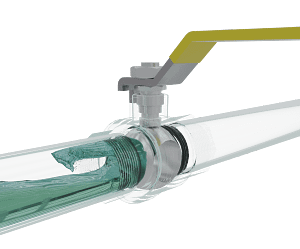 stainless-steel-manual-ball-valve-3d-animation-fluid-close 两片式球阀|流体模拟短视频素材