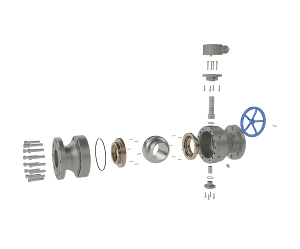 turbine-fixed-ball-valve-3d-animation-exploded-view 固定球阀|组装演示短视频素材