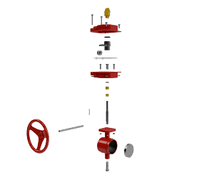 worm-gear-grooved-fire-butterfly-valve-exploded 蜗轮消防蝶阀组装演示短视频素材
