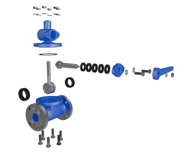 排污阀三维动画 内部核心部件拆解图 排污阀三维动画 内部核心部件拆解图