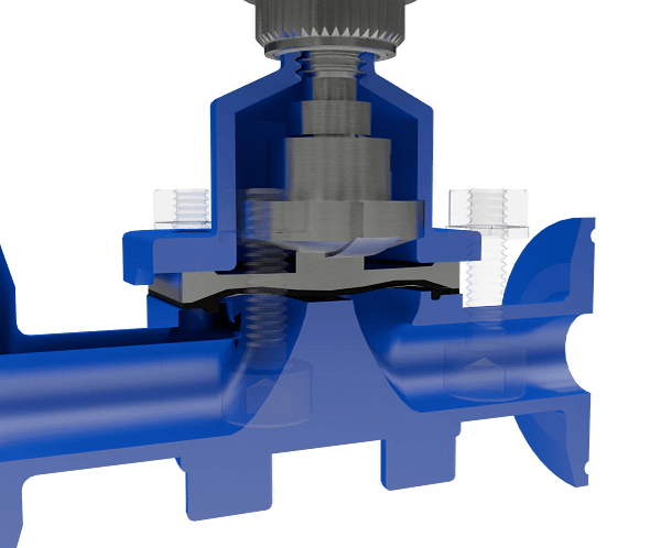隔膜阀三维动画 内部流体启闭特写图 隔膜阀三维动画 内部流体启闭特写图