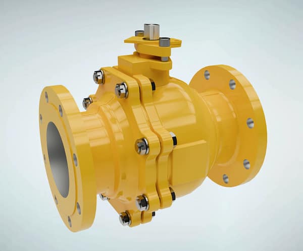 法兰连接浮动球阀三维动画 专业级素材整体外观图