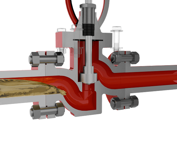 不锈钢明杆截止阀三维动画 内部流体关闭特写图 不锈钢明杆截止阀三维动画 内部流体关闭特写图
