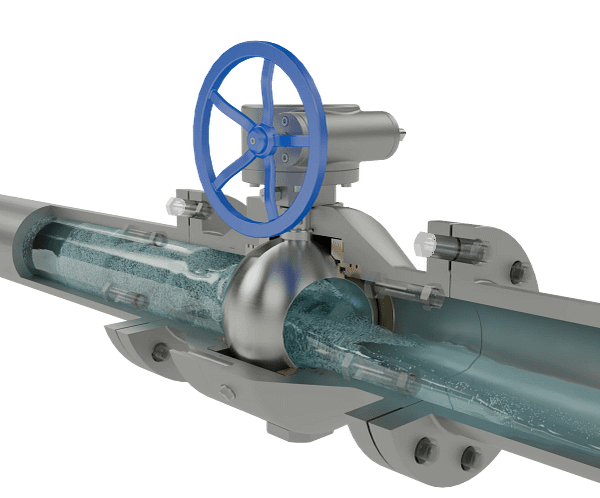 涡轮固定式球阀三维动画 流体开启演示图 涡轮固定式球阀三维动画 流体开启演示图