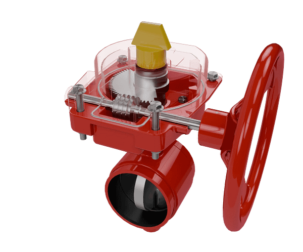 蜗轮沟槽消防蝶阀 侧视 + 俯视多角度细节图 蜗轮沟槽消防蝶阀 侧视 + 俯视多角度细节图