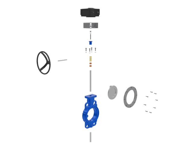 涡轮对夹式蝶阀三维动画 内部核心部件拆解图 涡轮对夹式蝶阀三维动画 内部核心部件拆解图