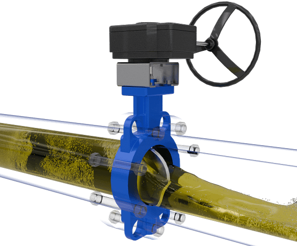 涡轮对夹式蝶阀三维动画 内部流体导通特写图 涡轮对夹式蝶阀三维动画 内部流体导通特写图