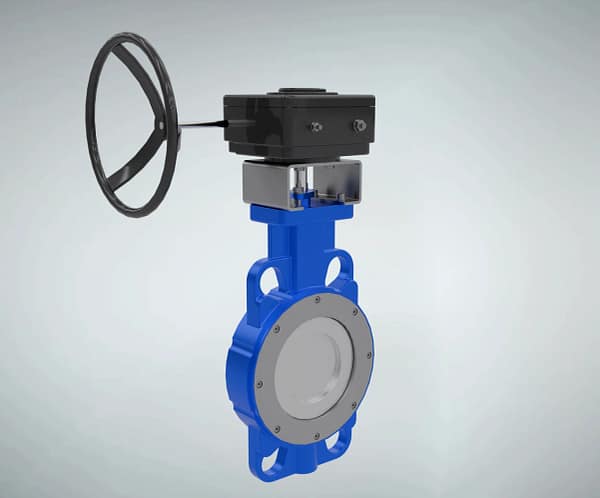 涡轮对夹式蝶阀三维动画 带内部结构的整体外观图 涡轮对夹式蝶阀三维动画 带内部结构的整体外观图