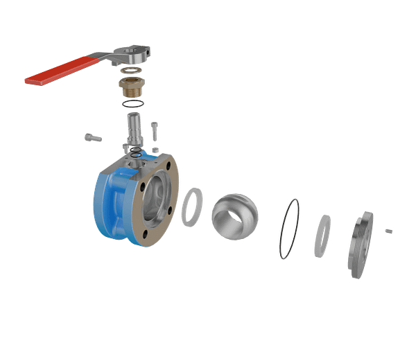 flange-connected-floating-ball-valve-3d-animation-exploded-view 超薄对夹式法兰球阀|组装演示短视频素材