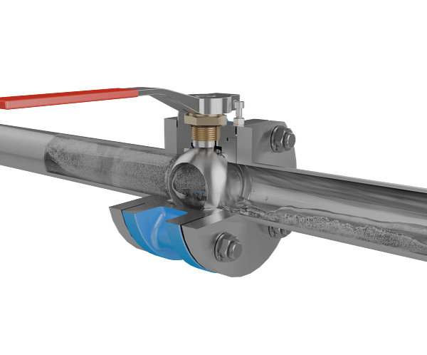 flange-connected-floating-ball-valve-3d-animation-fluid-open 超薄对夹式法兰球阀|流体模拟短视频素材