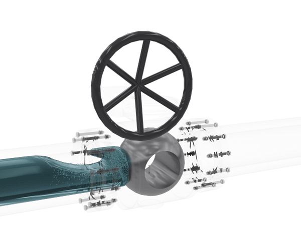 manual-turbine-ball-valve-3d-animation-fluid-close 手动涡轮球阀|流体模拟短视频素材