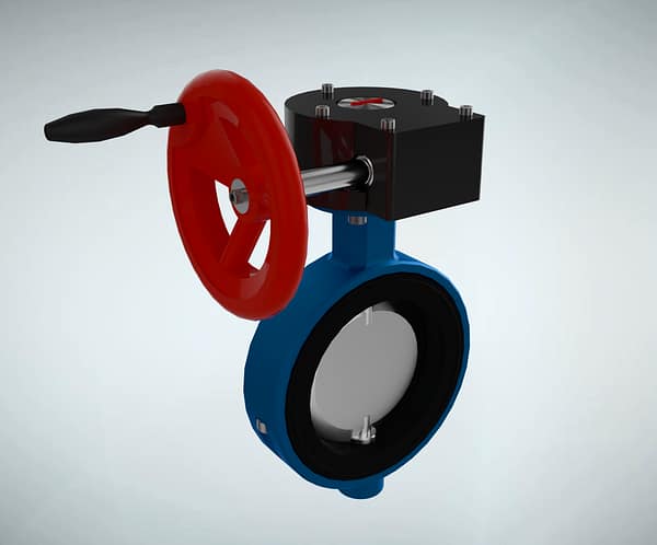manual-turbon-wafer-butterfly-valve-3d-animation-overall-appearance 手动涡轮蝶阀整机展示短视频素材