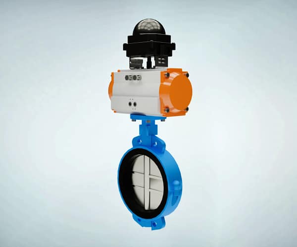 pneumatic-butterfly-valve-3d-animation-overall-appearance 通用型气动蝶阀整机展示短视频素材