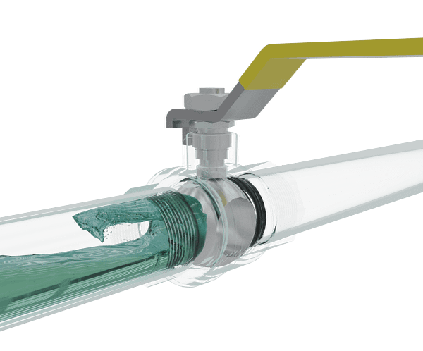 stainless-steel-manual-ball-valve-3d-animation-fluid-close 两片式球阀|流体模拟短视频素材